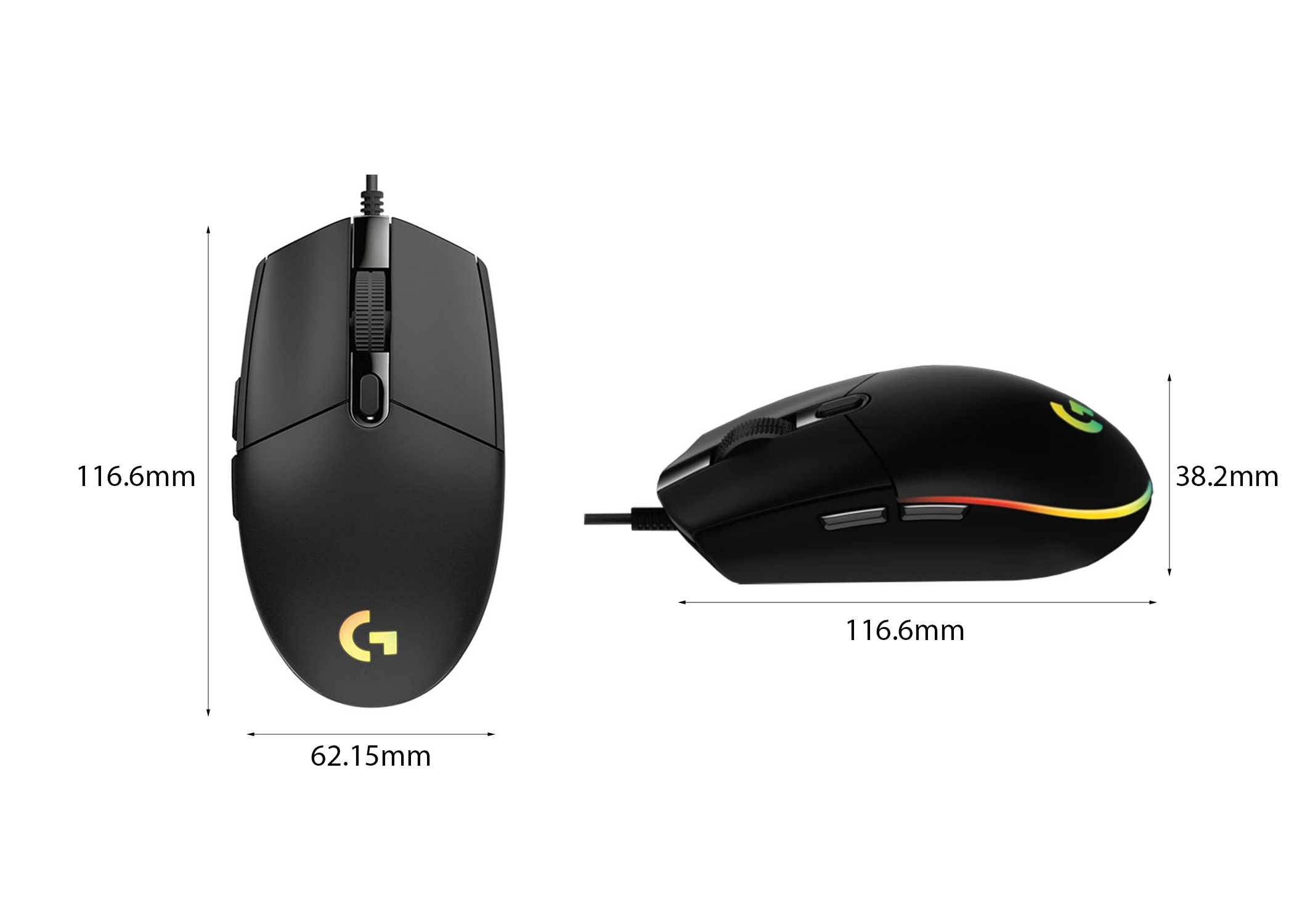 Chuột game Logitech G102 Black (USB/RGB/Đen)