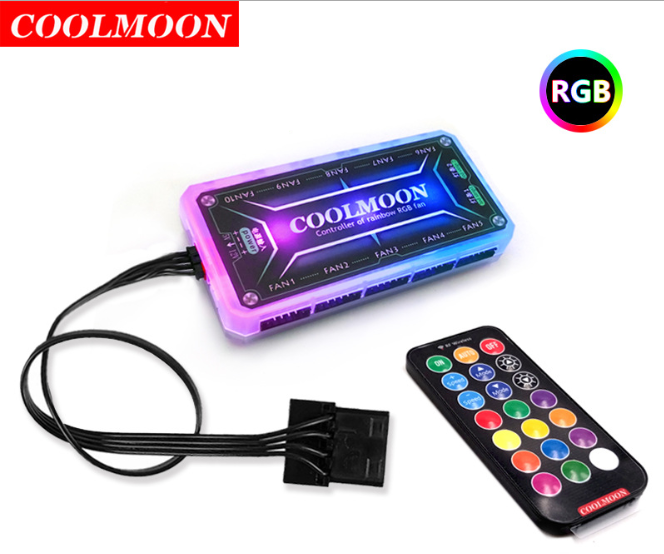 Quạt Tản Nhiệt, Fan Case Coolmoon V2 Led RGB Digital 16 Triệu Màu, 366 Hiệu Ứng - Combo Tùy Chọn
