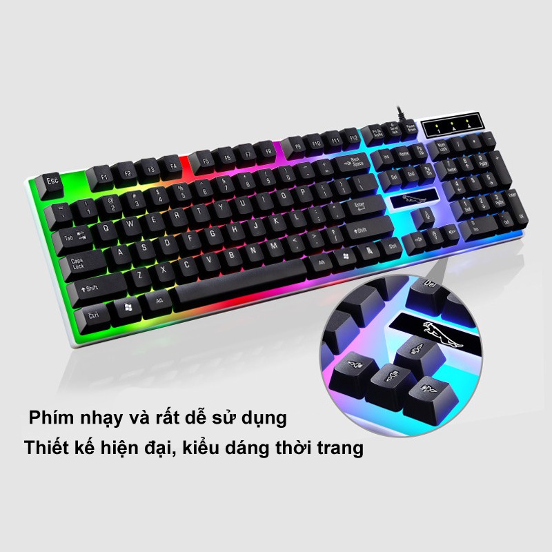 Bộ Bàn Phím Giả Cơ Kèm Chuột Leopard G21 Có LED 7 Màu Ấn Tượng