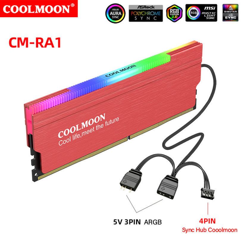 Tản Nhiệt Ram Led RGB Coolmoon RA-1 - Hỗ Trợ Đồng Bộ Hub Coolmoon / Đồng Bộ Mainboard