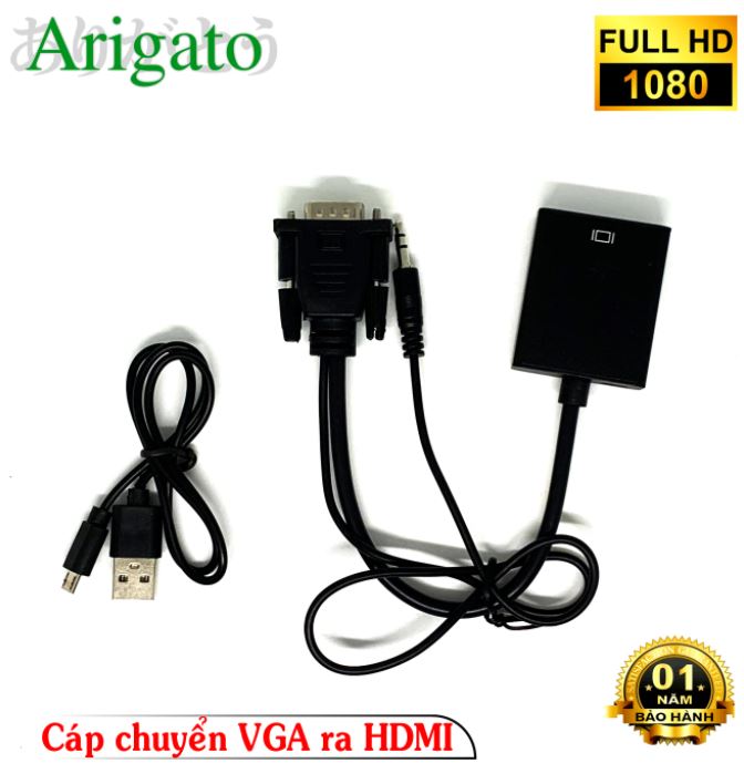 Cáp chuyển đổi từ VGA sang HDMI (có âm thanh + dây cáp Micro USB)