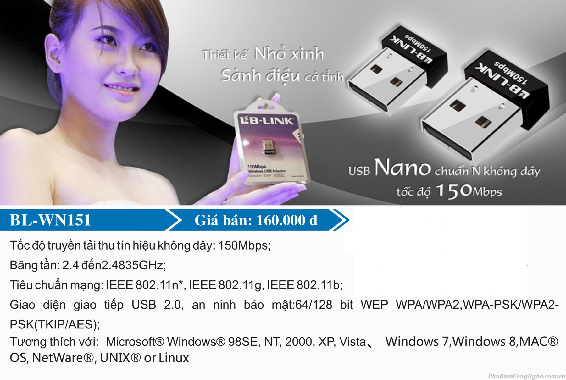 USB Thu WiFi LB-Link LB-WN151 Wireless N150Mbps