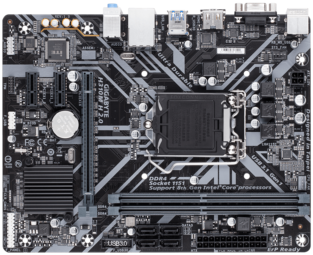 Mainboard GIGABYTE H310M H 2.0 (Intel H310, Socket 1151, m-ATX, 2 khe RAM DDR4) - Đã Qua Sử Dụng