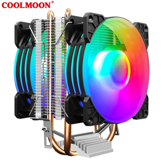 Tản Nhiệt Khí, Fan CPU Coolmoon Frost P22 Magic Moon Edition - 2 Fan, Led Nhiều Màu
