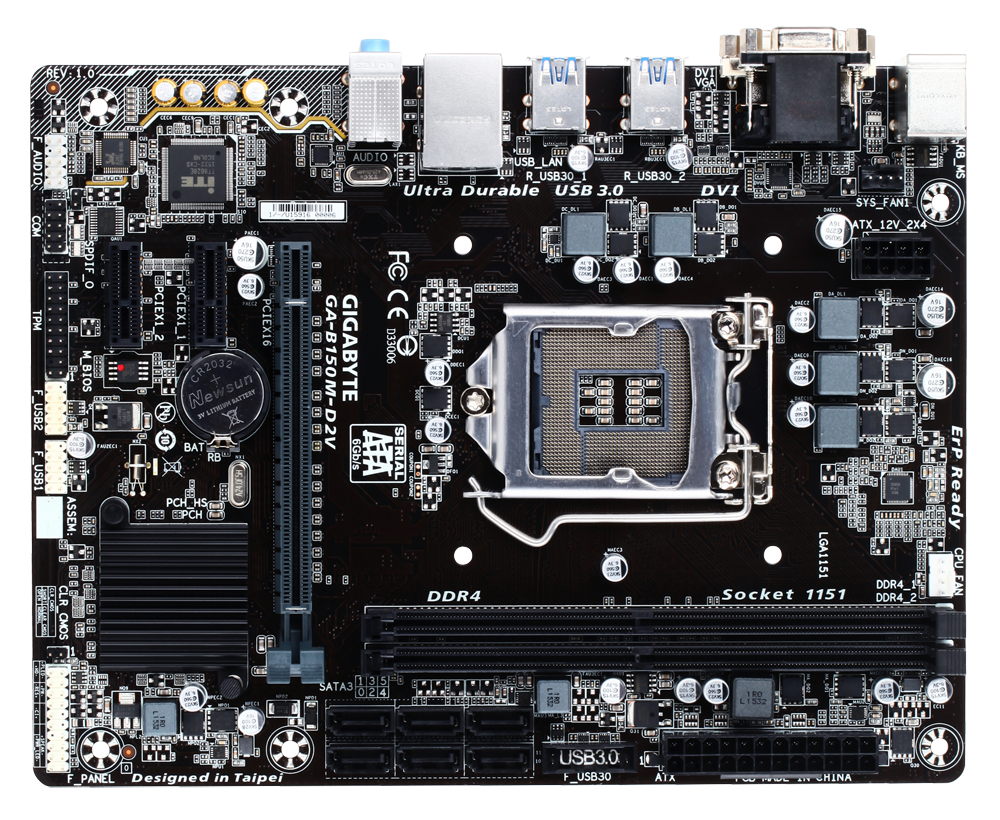 Mainboard GIGABYTE GA-B150M-D2V (Chipset Intel B150/ Socket LGA1151/ VGA onboard) - Đã Qua Sử Dụng