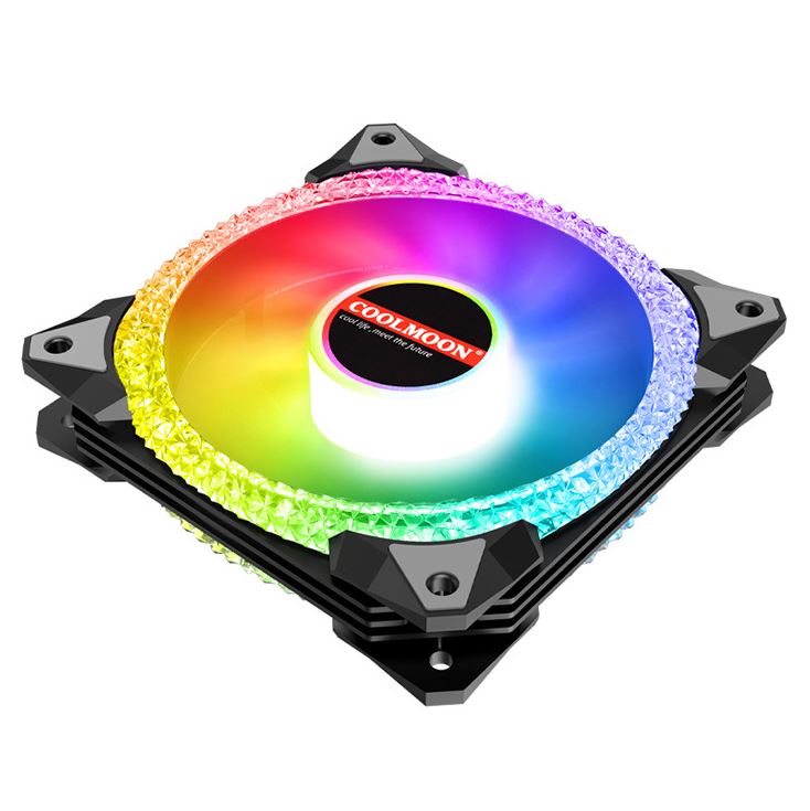 Quạt Tản Nhiệt, Fan Case Led RGB Coolmoon Magic Drill AS2 - Đồng Bộ Hub