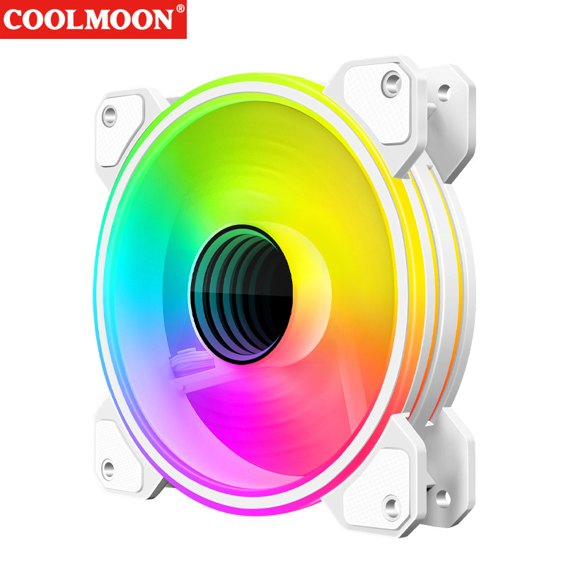 Quạt Tản Nhiệt, Fan Case Led RGB Coolmoon WF1 ARGB - Màu Trắng