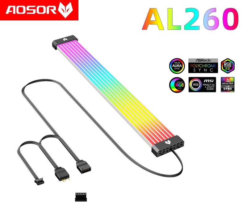 Cover Dây Nguồn Coolmoon Aosor AL200 / AL300 ARGB Neon - Trang Trí Dây Nguồn 24 Pin Mainboard Và VGA