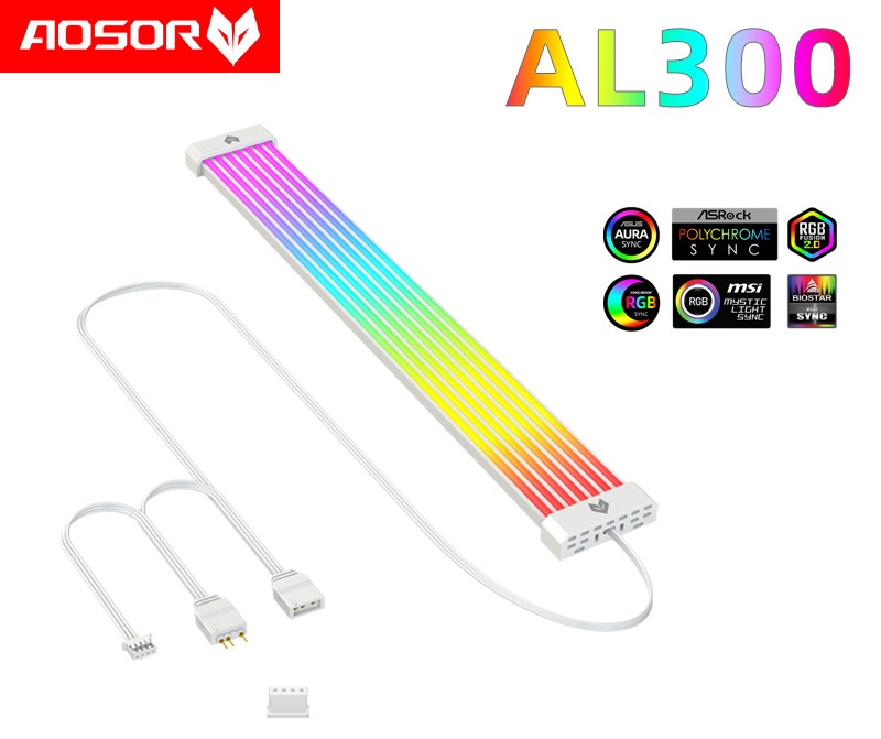 Cover Dây Nguồn Coolmoon Aosor AL200 / AL300 ARGB Neon - Trang Trí Dây Nguồn 24 Pin Mainboard Và VGA