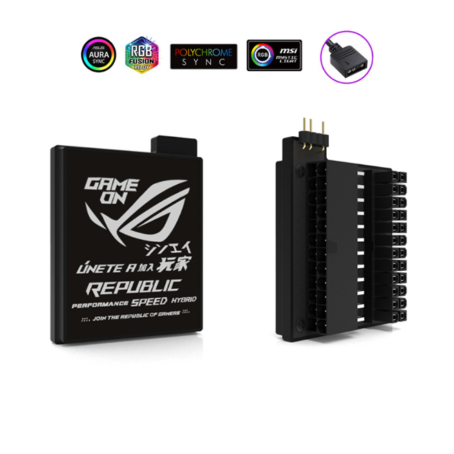 Cầu Đảo Góc Cổng 24pin Mainboard Led ARGB - Logo Aorus / Rog / MSI