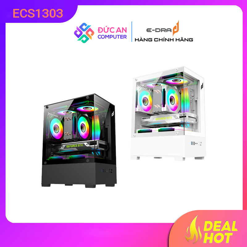 Vỏ Case 2 Mặt Kính Cường Lực EDRA ECS1303 (M-ATX/Mid Tower)