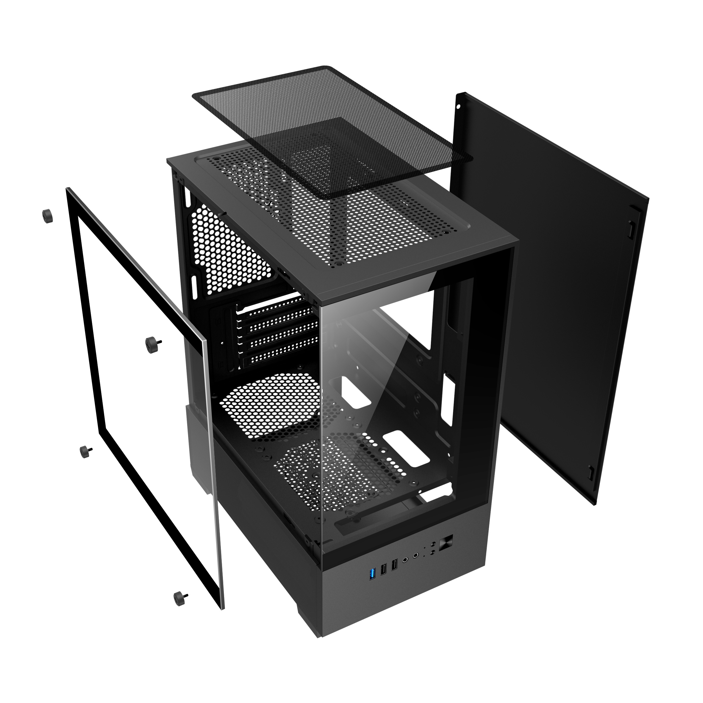 Vỏ Case 2 Mặt Kính Cường Lực EDRA ECS1303 (M-ATX/Mid Tower)