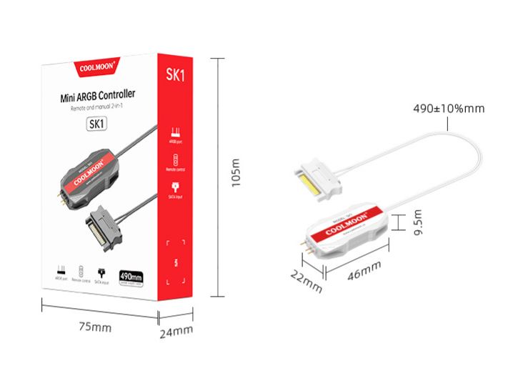 Bộ Hub Coolmoon SK1 Điều Khiển Led ARGB 3 Pin 5v - Nút Bấm Cố Định và Remote