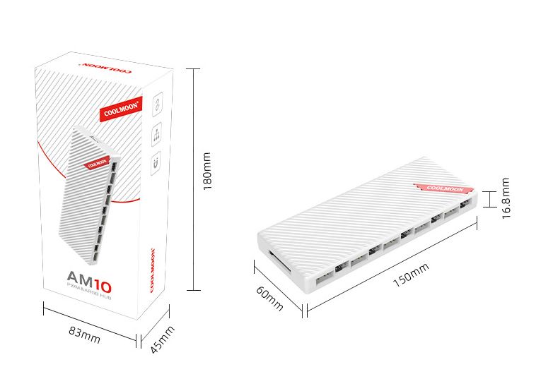 Bộ Hub Coolmoon AM10 Dùng Cho Fan Led ARGB Có Điều Tốc PWM - Hỗ Trợ Sync Main (Không Có Remote)