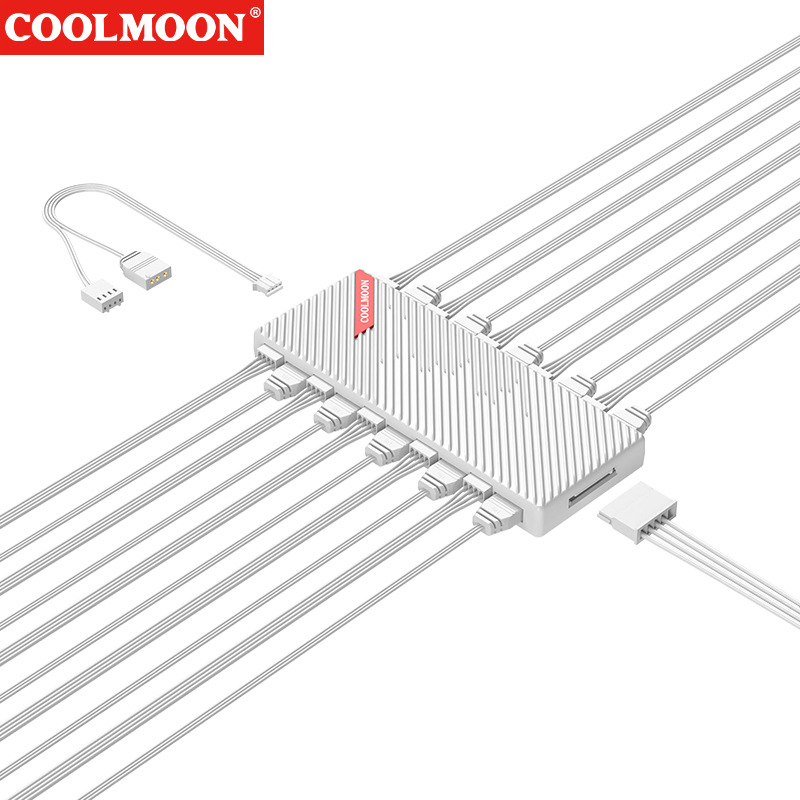 Bộ Hub Coolmoon AM10 Dùng Cho Fan Led ARGB Có Điều Tốc PWM - Hỗ Trợ Sync Main (Không Có Remote)