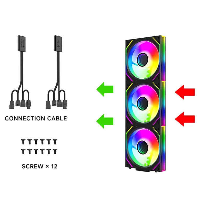 Bộ Kit 3 Quạt Tản Nhiệt Jungle Leopard V2 Interstellar Led ARGB (Ghép Nối Không Dây) - Kèm 2 Dây Kết Nối