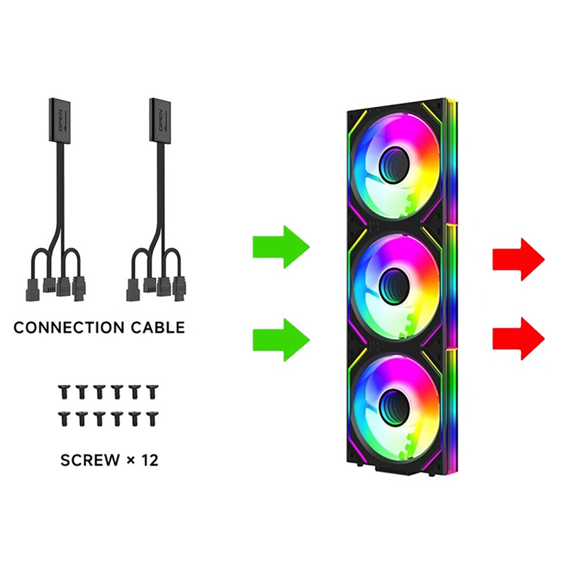 Bộ Kit 3 Quạt Tản Nhiệt Jungle Leopard V2 Interstellar Led ARGB (Ghép Nối Không Dây) - Kèm 2 Dây Kết Nối