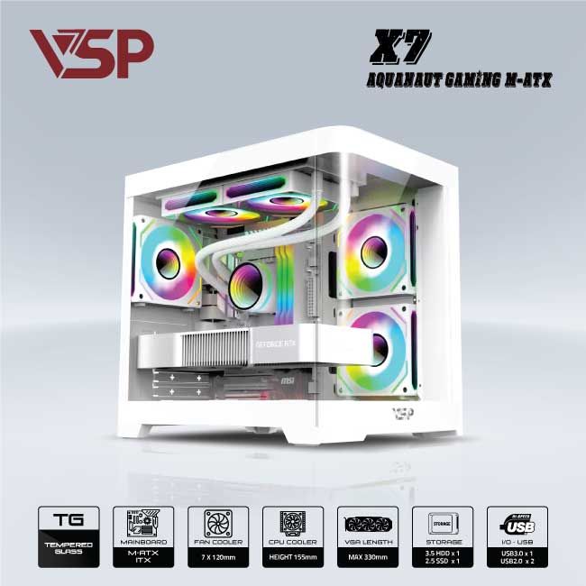 VỎ CASE VSP AQUANAUT PRO GAMING X7 (M-ATX)