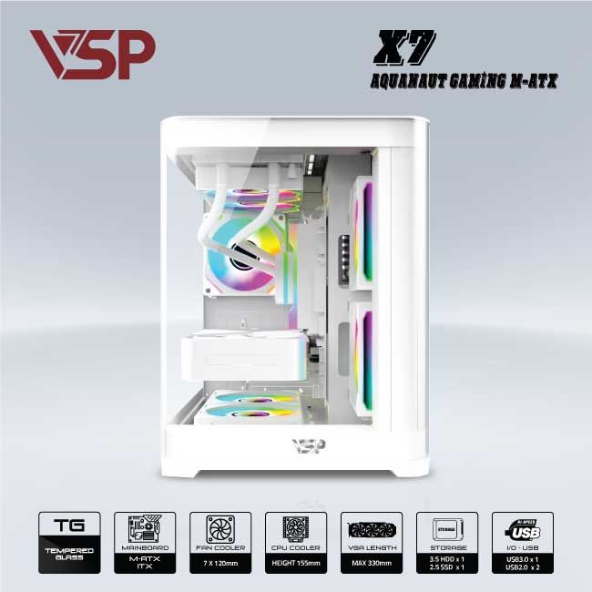 VỎ CASE VSP AQUANAUT PRO GAMING X7 (M-ATX)