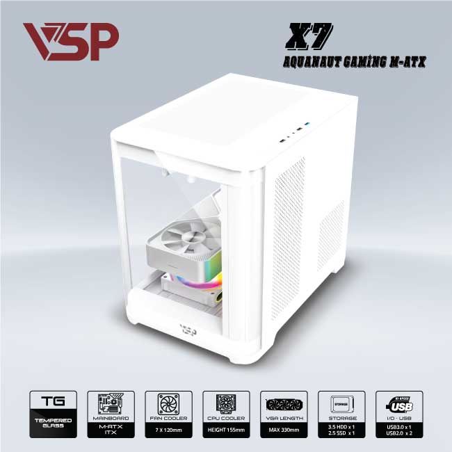 VỎ CASE VSP AQUANAUT PRO GAMING X7 (M-ATX)