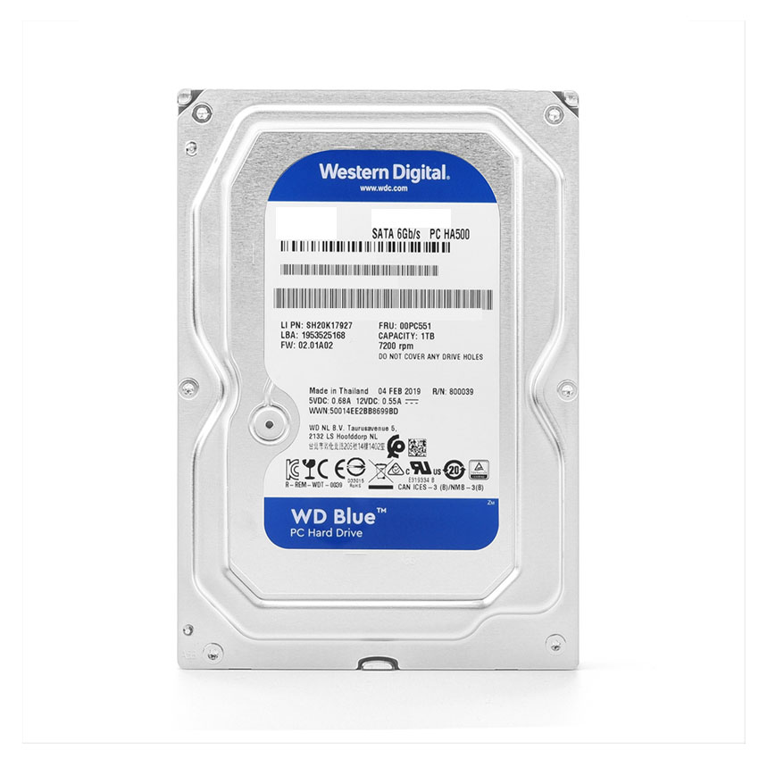 Ổ Cứng HDD Western Digital Blue 1TB 3.5 inch, 7200RPM, SATA III, 64MB Cache (WD10EZEX)