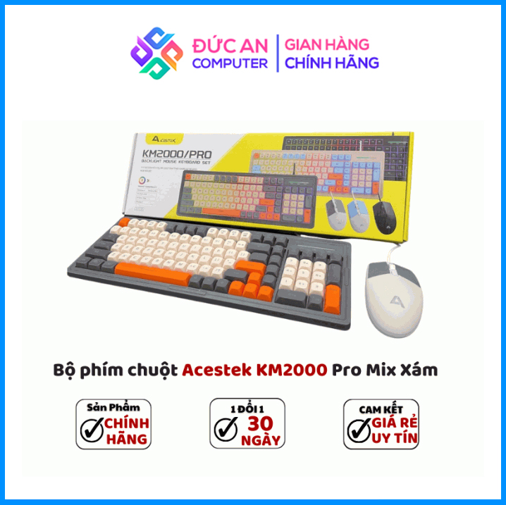 Bộ phím chuột Acestek KM2000 Pro - Mix Gray