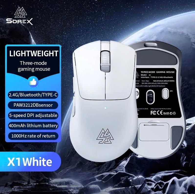 Chuột không dây Gaming Sorex X1 - Màu Đen / Trắng