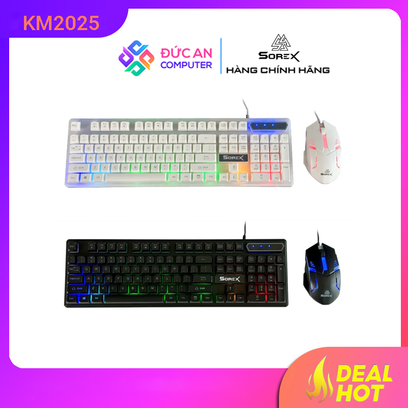 Bộ phím chuột Sorex KM2025 (Có Led) - Màu Đen / Trắng