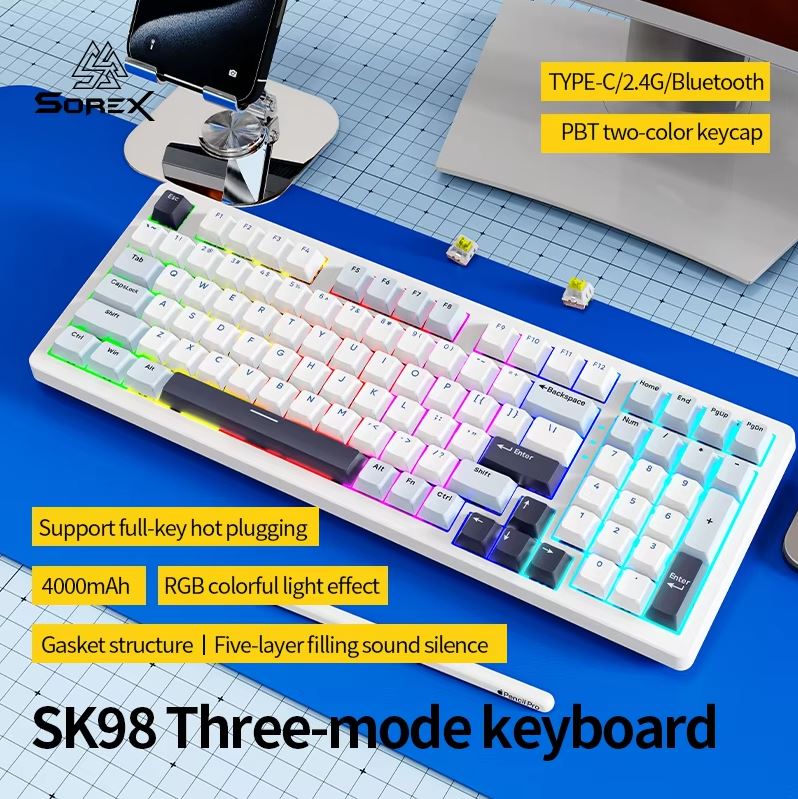Bàn phím cơ không dây Sorex SK98W - Mix Keycap
