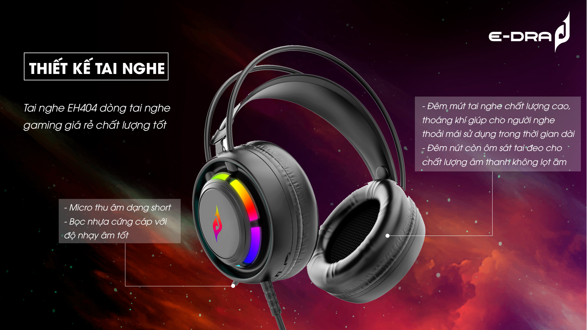 Tai nghe gaming Edra EH404 - (USB / LED RGB)