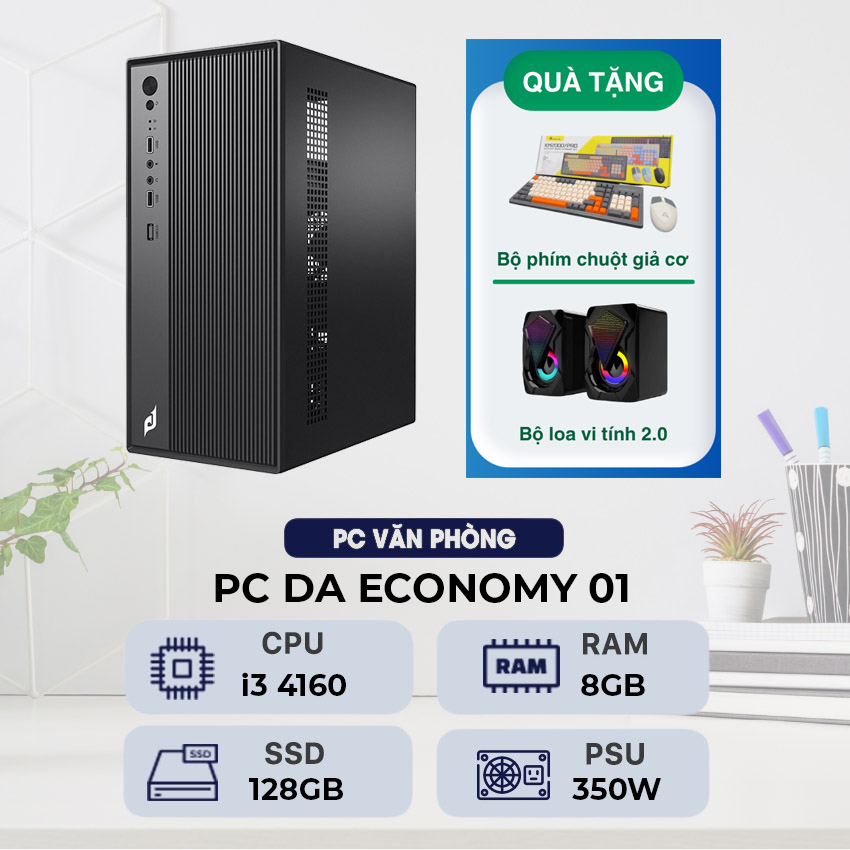 Case Máy Tính Văn Phòng DAPC01 (H81, i3 4160, 8GB Ram, 128GB SSD)