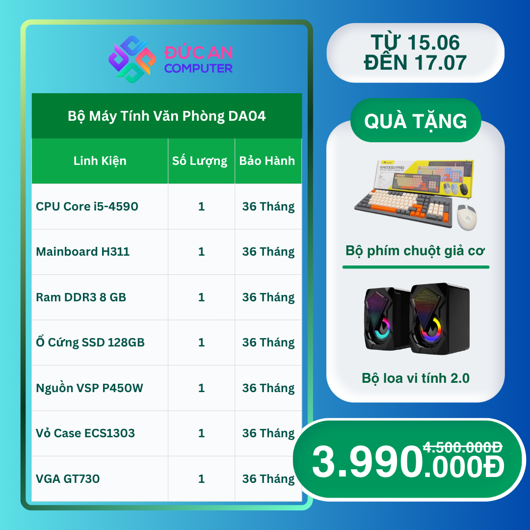 Case Máy Chơi Game DAPC04 (H81, Intel Core i5, Ram 8GB, VGA GT730)