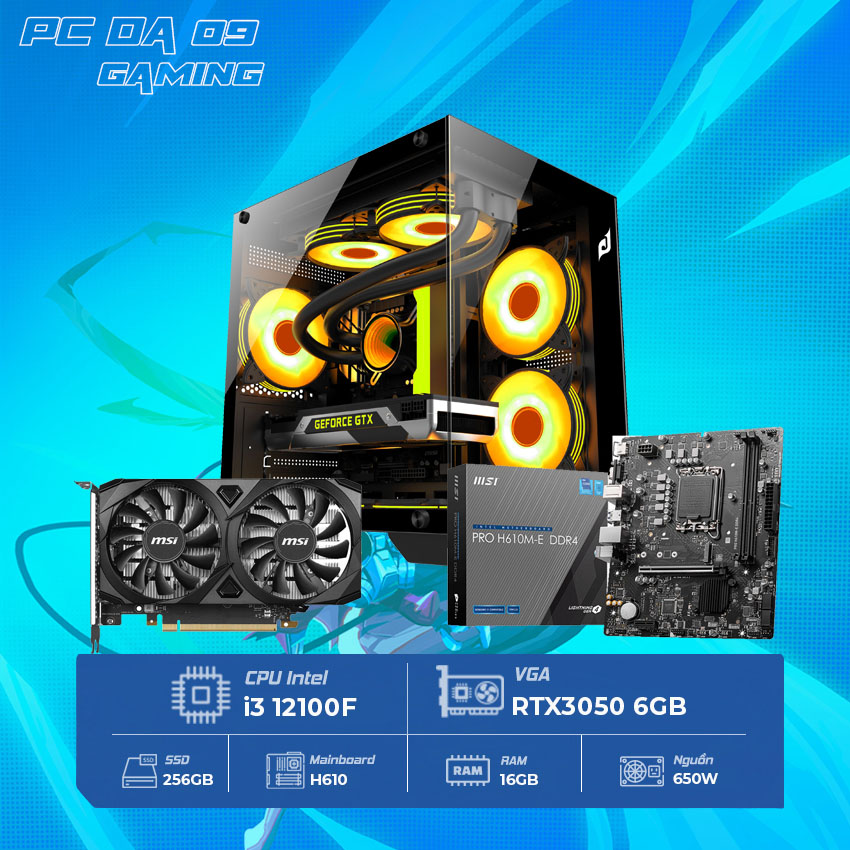 Case Máy Chơi Game DAPC09 (H610, Intel Core i3, Ram 16GB, VGA GTX3050)
