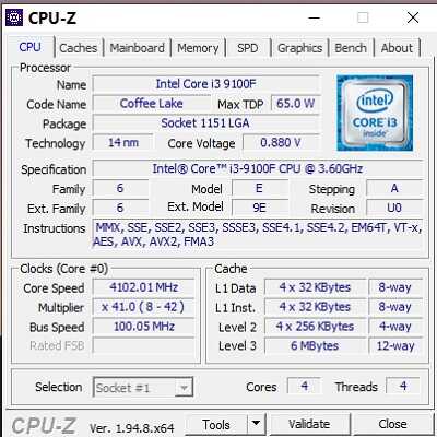 CPU Intel Core i3 9100F (Tray / Không Fan / Cũ)