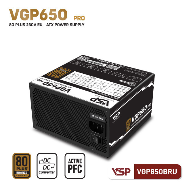 Nguồn máy tính VSP VGP650BRU PRO (650W - 80 Plus Bronze 230V EU)