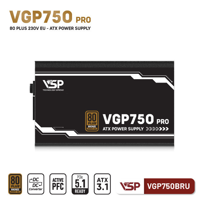 Nguồn máy tính VSP VGP750BRU Pro (750W - 80 Plus Bronze 230V EU)