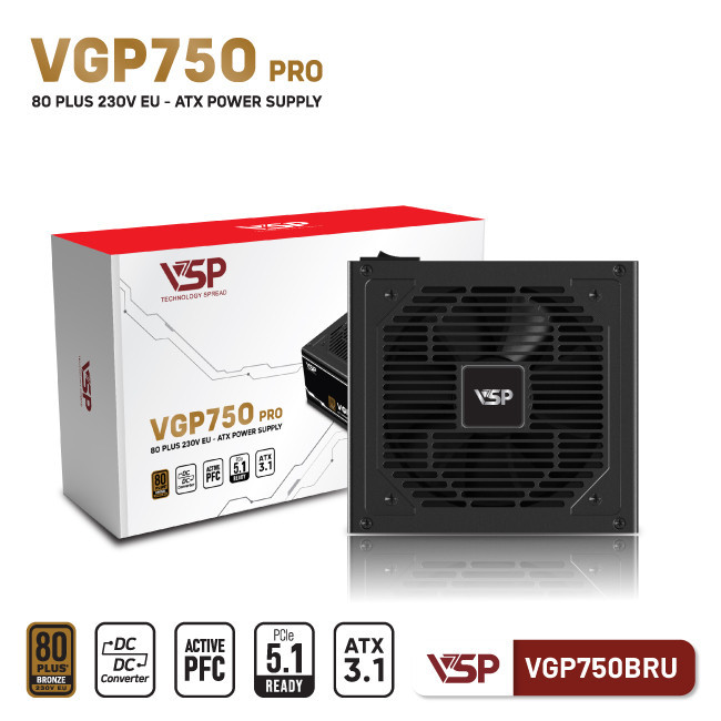 Nguồn máy tính VSP VGP750BRU Pro (750W - 80 Plus Bronze 230V EU)