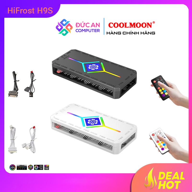Bộ Hub Coolmoon H9S Dùng Cho Fan Led ARGB Có Điều Tốc PWM