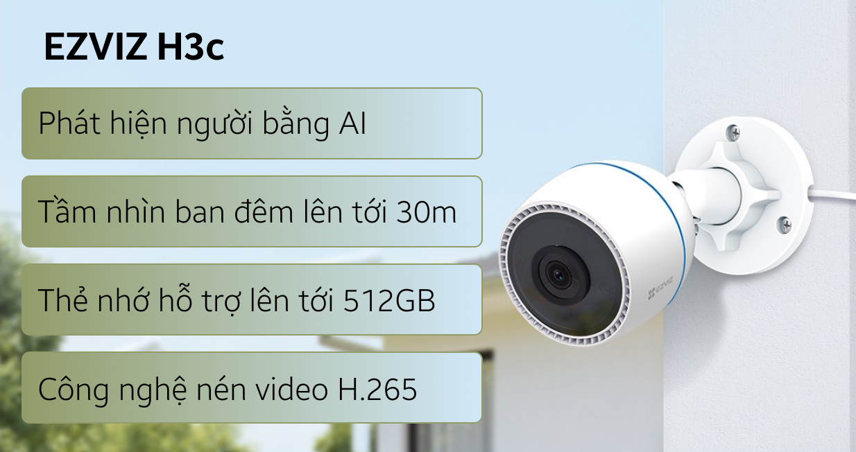 Camera Có Màu Ban Đêm WIFI EZVIZ CS-H3C (2MP, 4mm, Color)