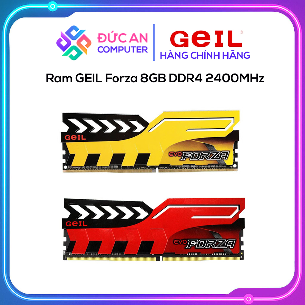 Ram GEIL Forza 8GB DDR4 2400MHz (Màu Vàng / Đỏ) - Cũ