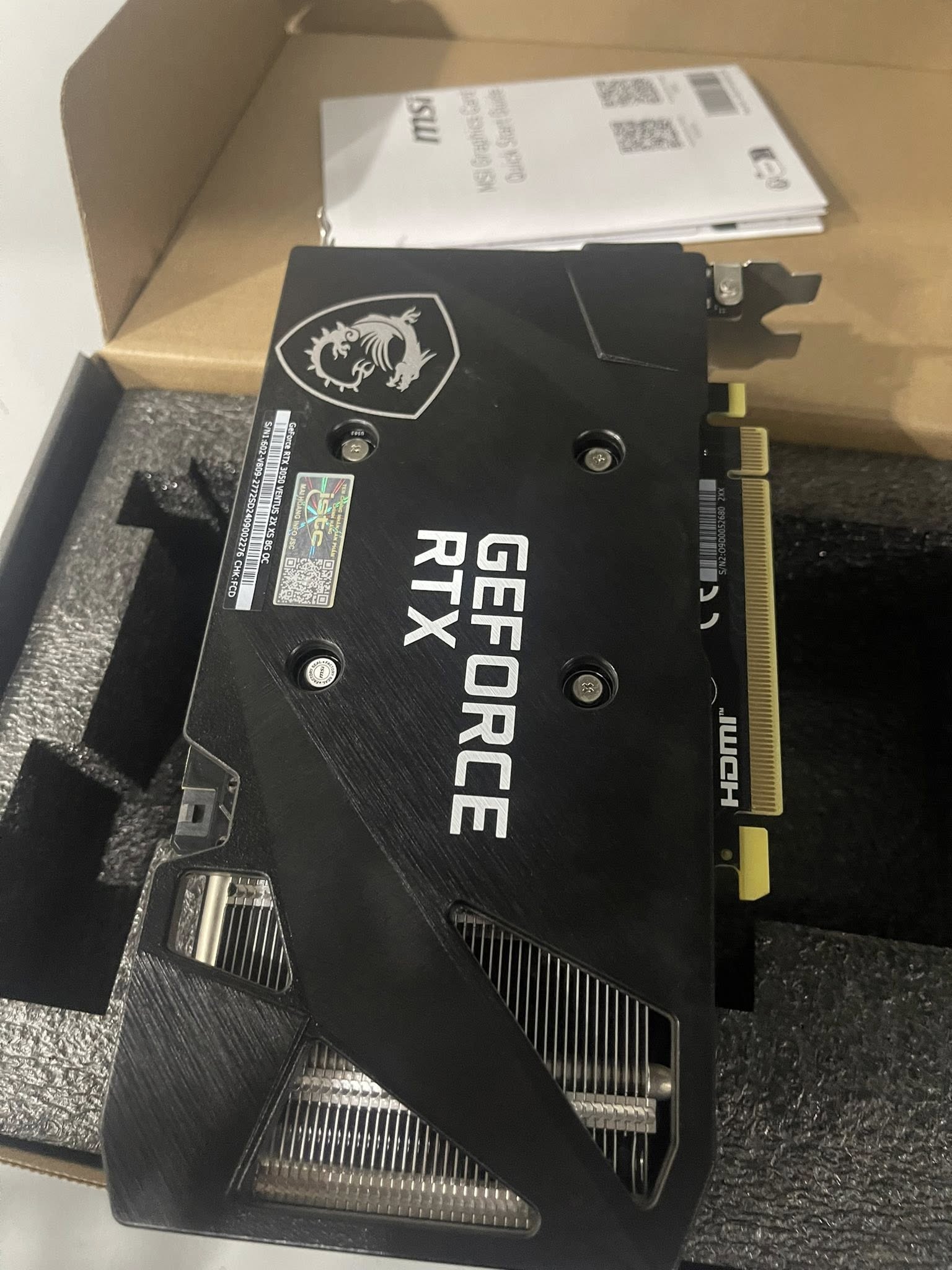 Card màn hình MSI RTX 3050 VENTUS 2X XS 8G OC (Cũ / Full Box) - Bảo Hành Hãng 32 Tháng
