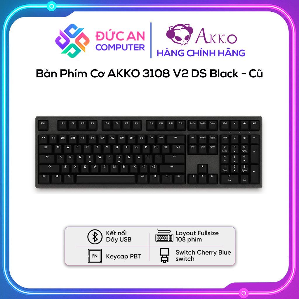 Bàn Phím Cơ AKKO 3108 V2 DS Black - (Cũ, Đẹp)
