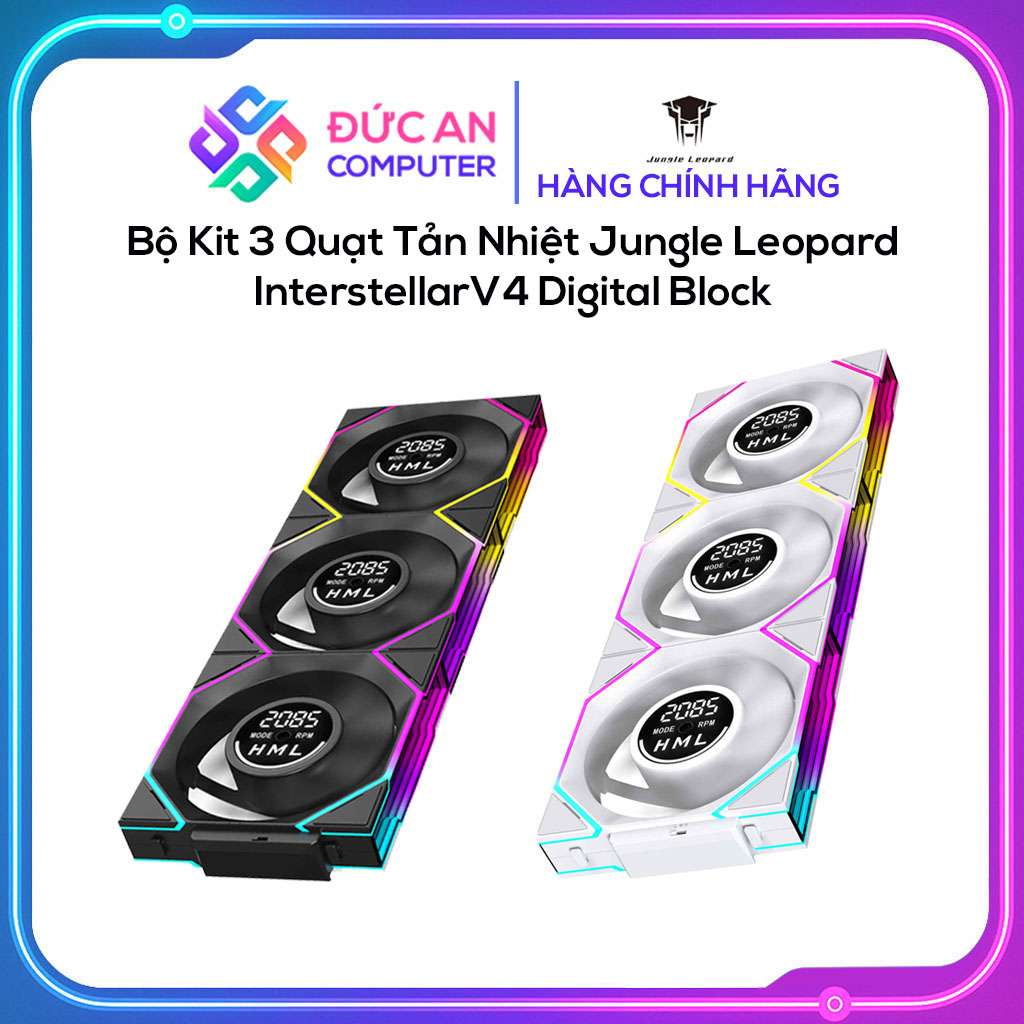 Bộ Kít 3 Quạt Tản Nhiệt Jungle Leopard Interstellar V4 Digital Block - Hiển Thị Tốc Độ