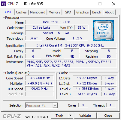 CPU Intel Core i3 9100 - (Tray, Cũ)
