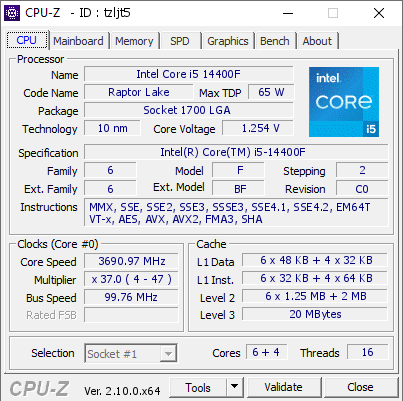 CPU Intel Core i5-14400F (Tray)