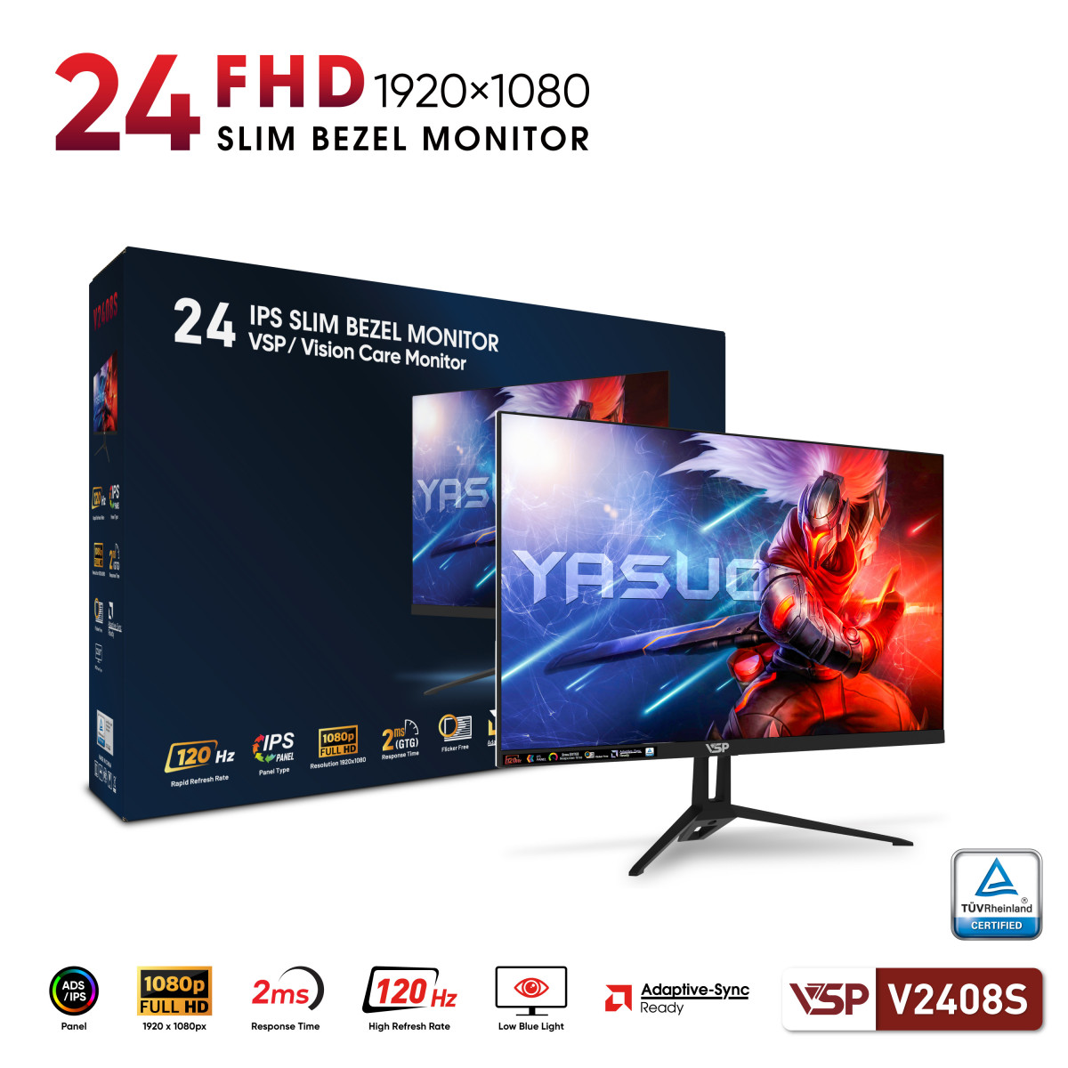 Màn hình VSP V2408S (24inch / ADS/IPS / FHD / 120Hz / 2ms) Đen Ver2025