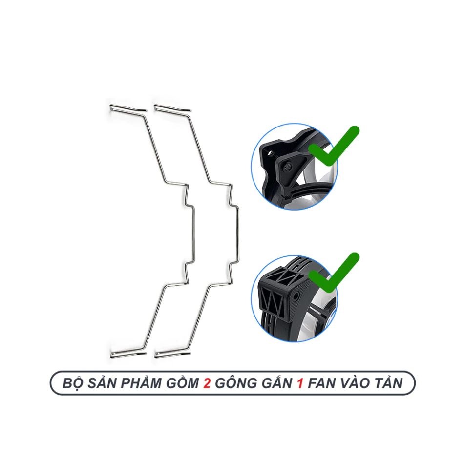 Bộ Gông, Ngàm Kim Loại Móc Giữ Quạt Vào Tản Nhiệt CPU Dạng Tháp - Kích Thước 9cm, 12cm