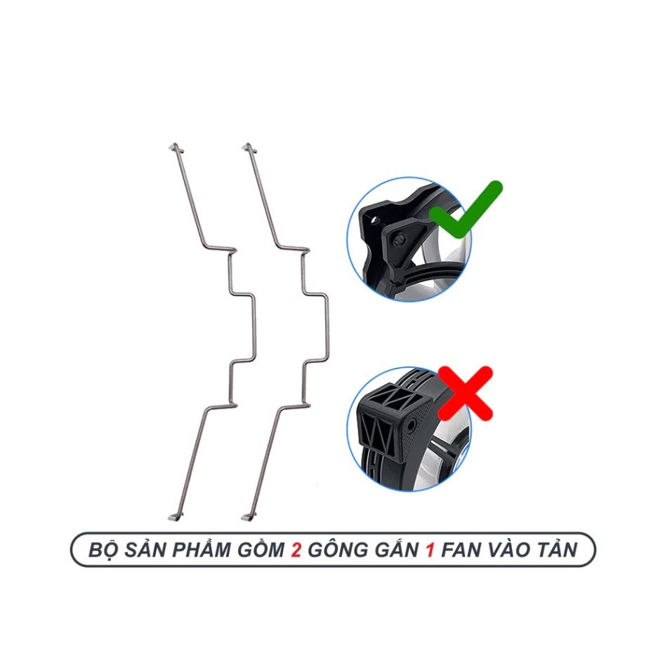 Bộ Gông, Ngàm Kim Loại Móc Giữ Quạt Vào Tản Nhiệt CPU Dạng Tháp - Kích Thước 9cm, 12cm