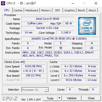 CPU Intel Core i5-9500 (Tray, Cũ)