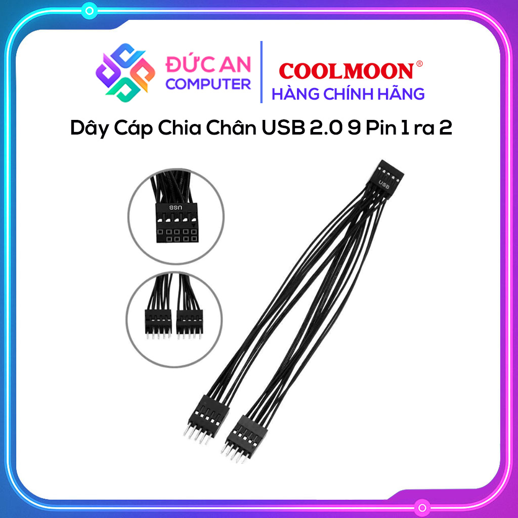 Dây Cáp Chia Chân USB 2.0 9 Pin 1 ra 2 - Cắm Trong Mainboard